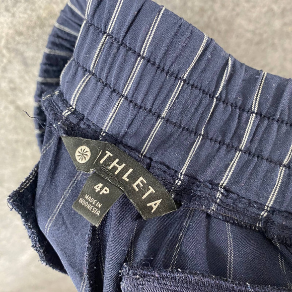 Athleta Jogger Pants 4 Petite Navy Blue Striped Midtown Ankle High Rise - Picture 11 of 15